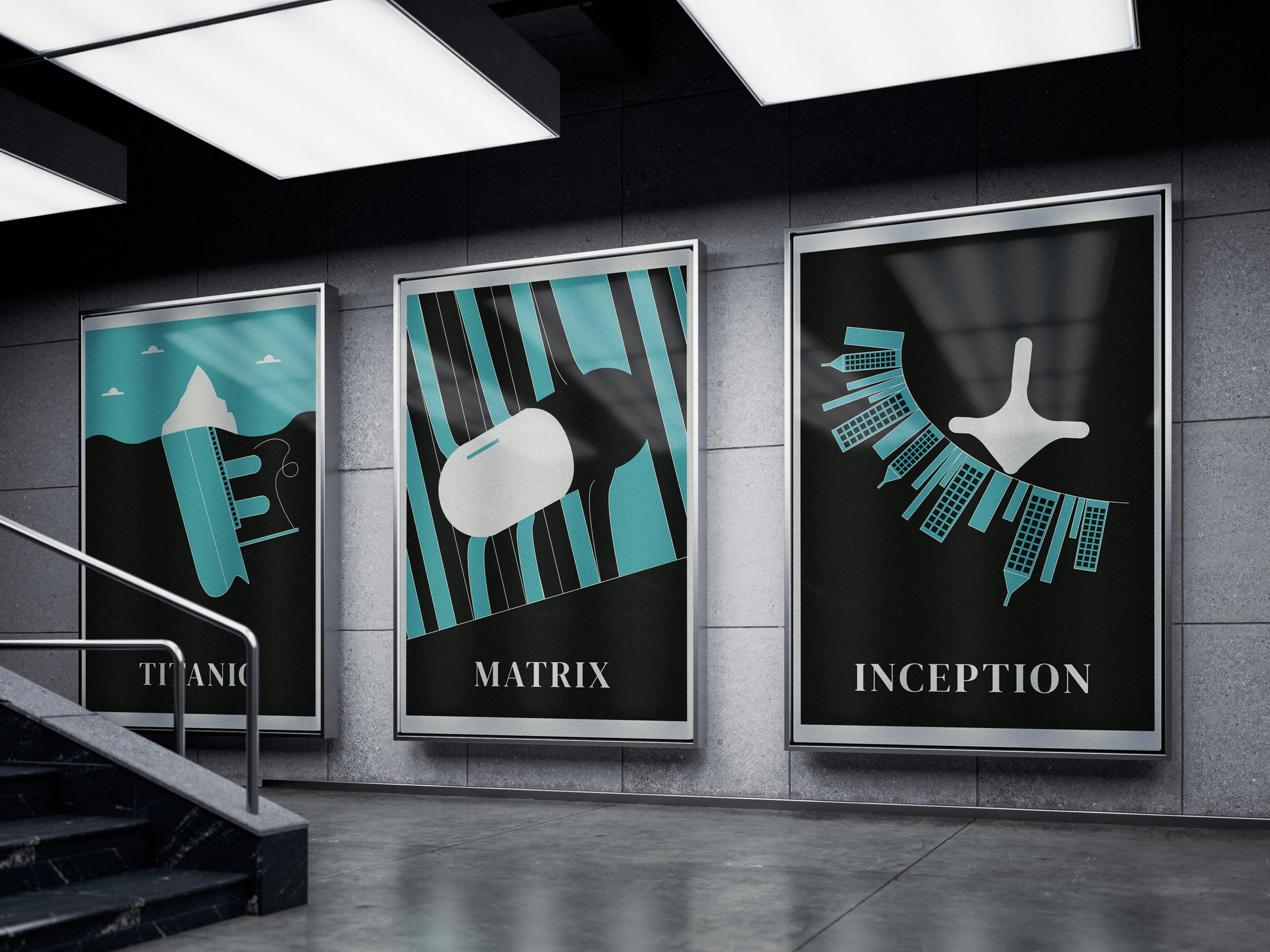 Travaux de direction artistique en design graphique – réalisation d’affiches minimalistes